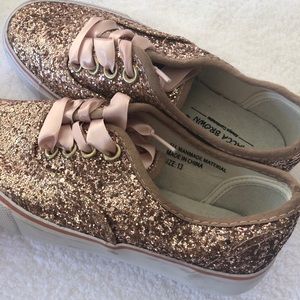 Rose Gold Glitter Tennis Shoes Kids